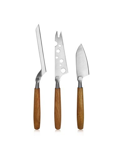 BOSKA set coltelli formaggio Oslo in acciaio inox e quercia