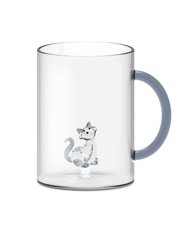 Tazza con manico, mug in vetro borosilicato con gatto WD Lifestyle