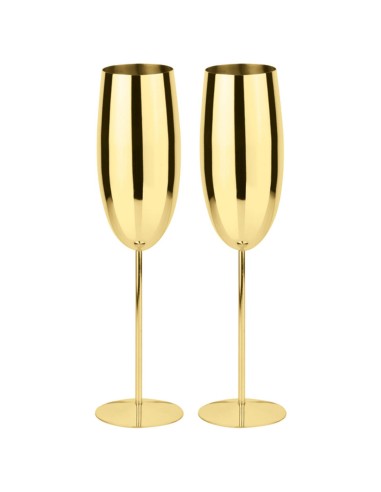 Calice flute champagne e aperitivo pz.2 in acciaio finitura PVD rame oppure oro Paderno