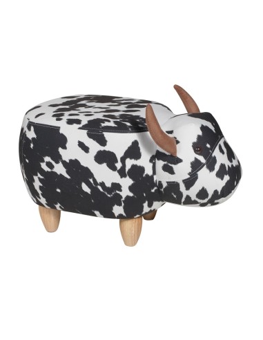 Pouf Toro bianco nero in ecopelle con piedini in legno Novità Home